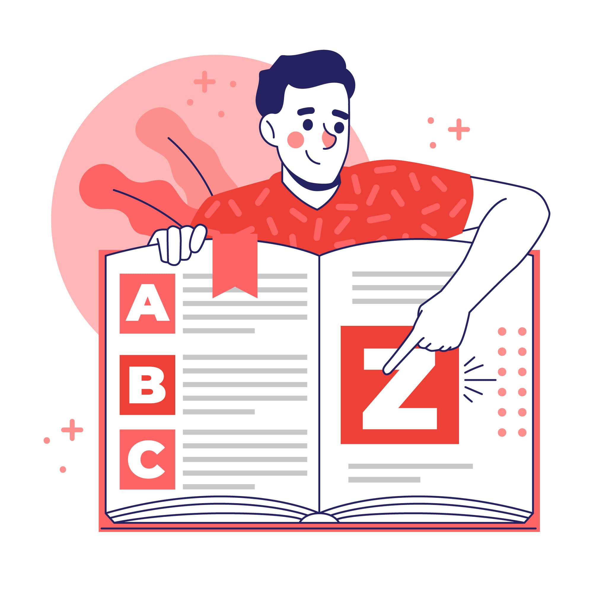 Student reviewing a general knowledge book
