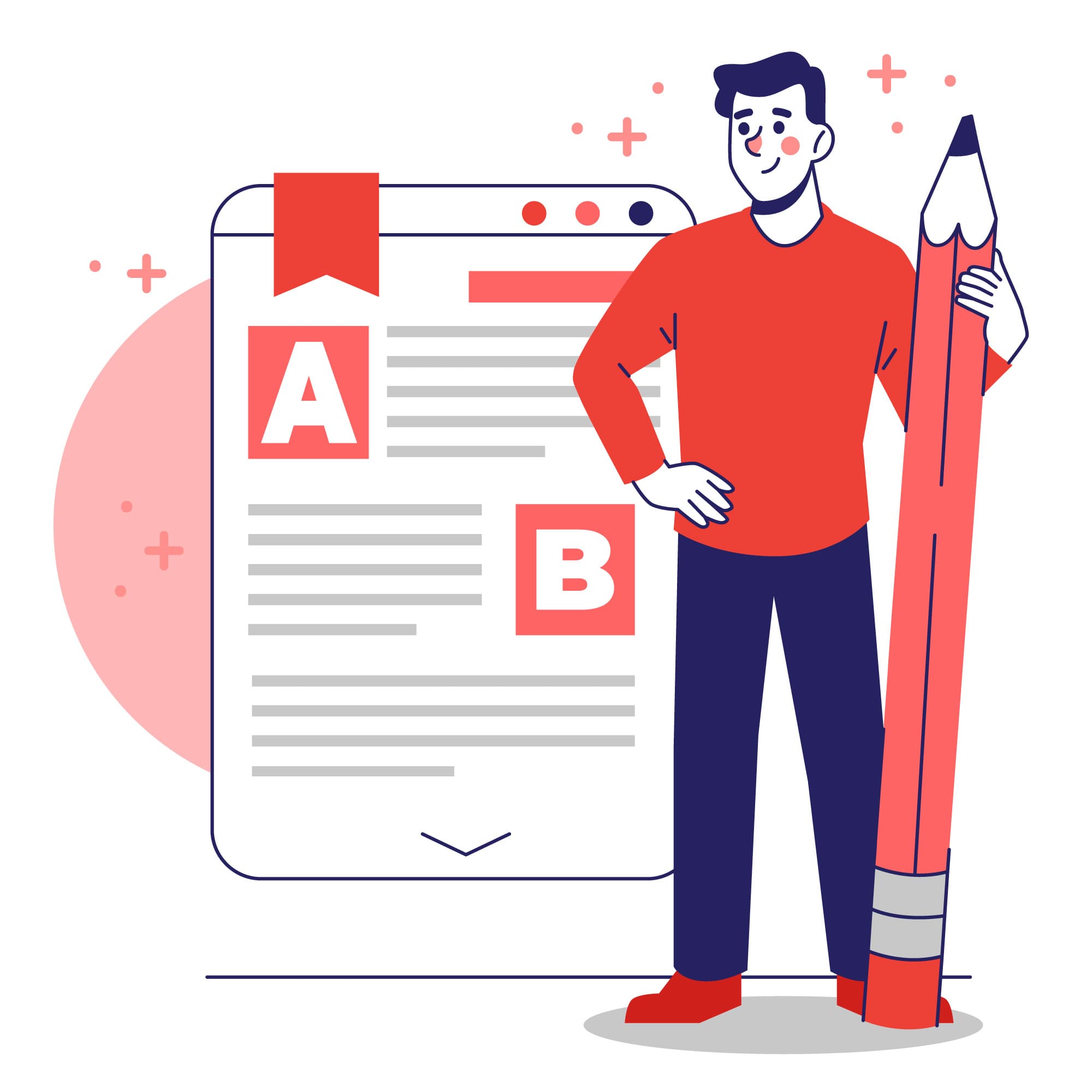 Student preparing answers for a test